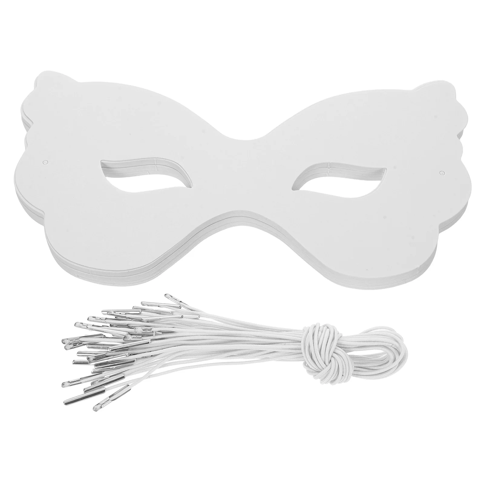 

40 Pcs Children's Painted Mask Half Face Artistic Costume Toy Blank Paper Cosplay DIY Party Elastic Rope