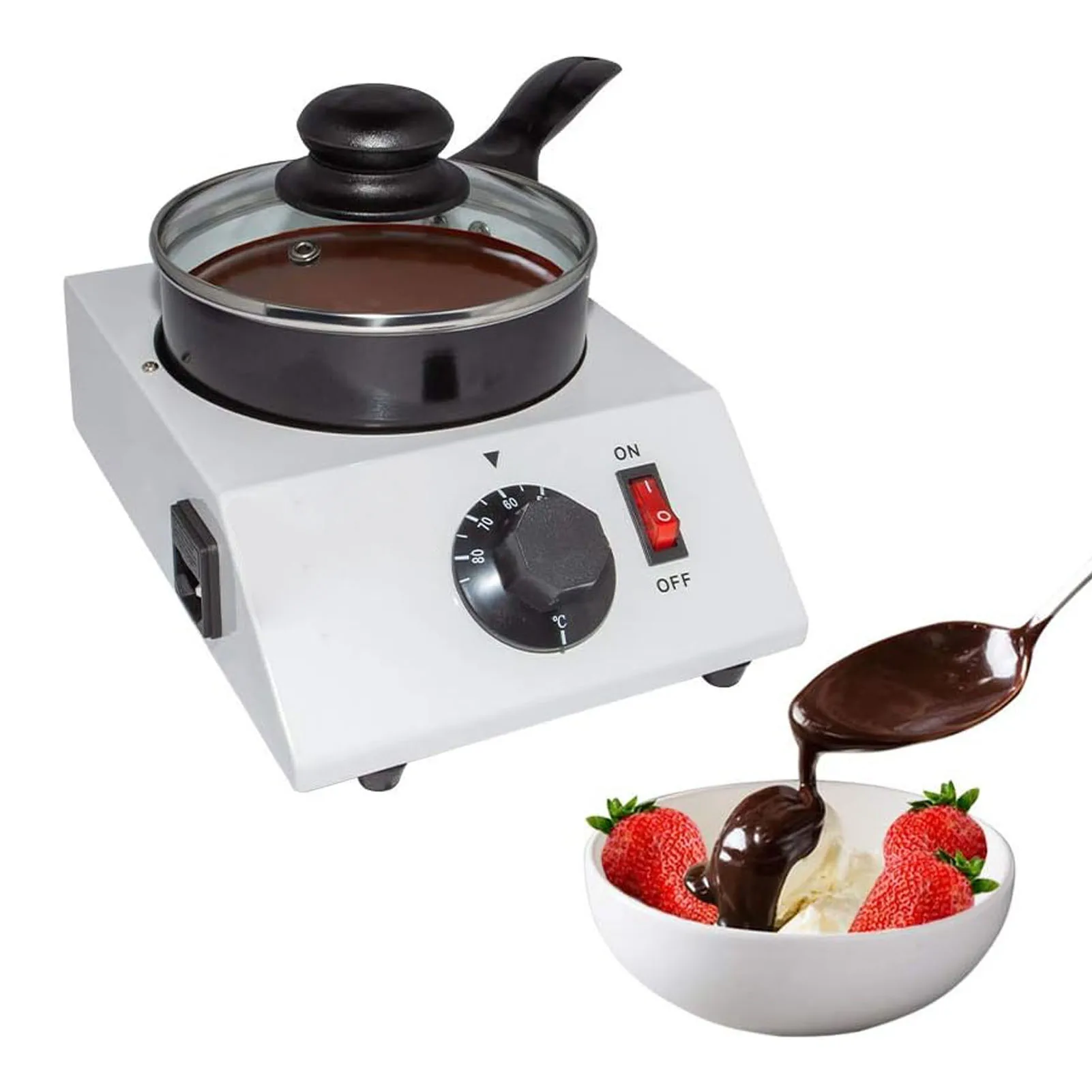 Chocolate Melting Machine Multifunctional Single Pot 1kg Electric Chocolate Melter Anti Stick 30‑85℃ Manual Control 110V/220V