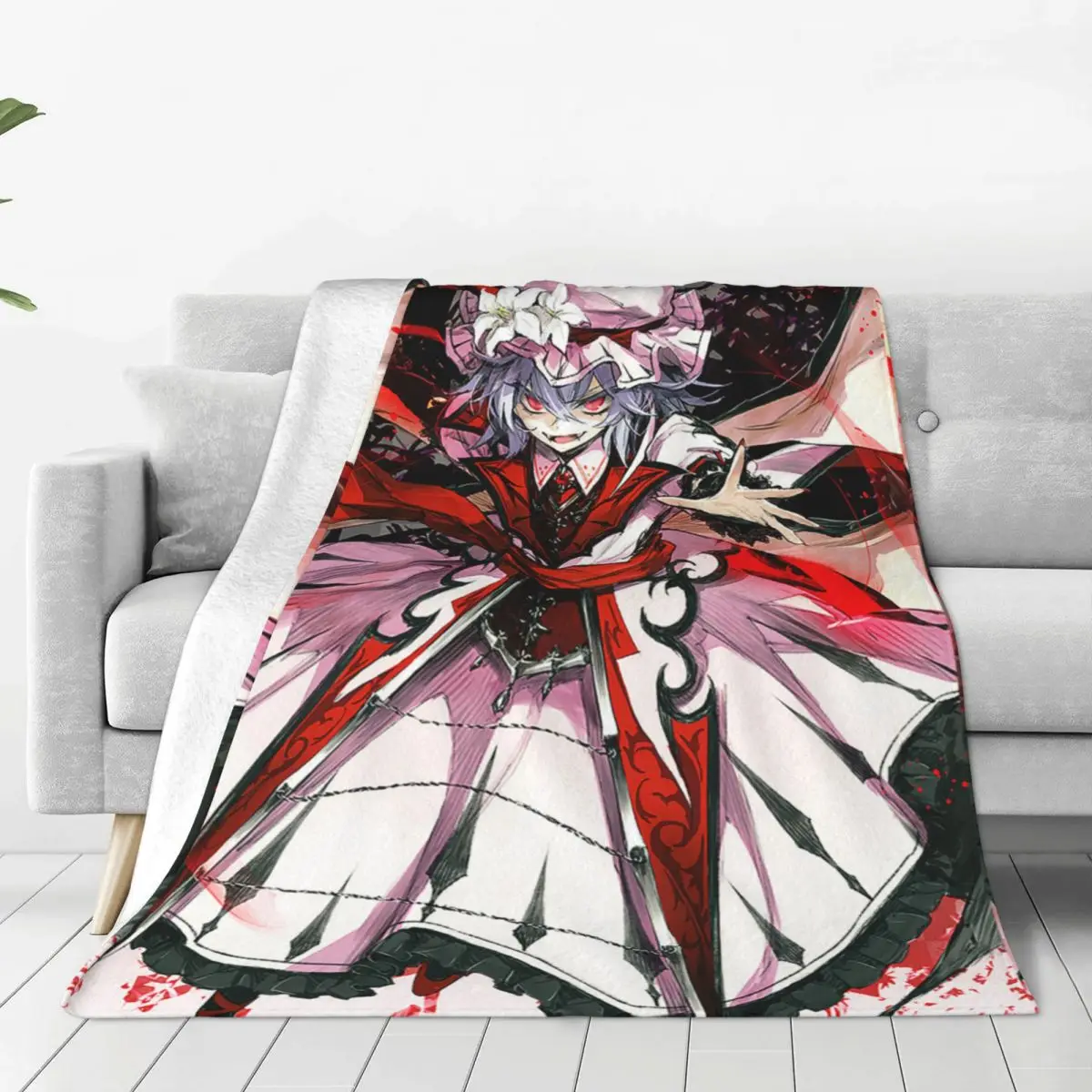 Remilia Scarlet Touhou Project Anime Manga Blanket Flannel Funny Warm Throw Blanket for Home Restaurant Autumn/Winter