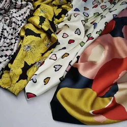 Satin Print Fabric Soft Shiny Bridal Dress Material Silk Crepe Charmeuse Tissue