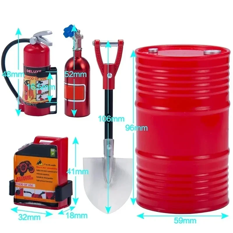Kit de decoraciones simuladas para coche teledirigido, pala de tambor de aceite, botella de nitrógeno para 1/10 RC Crawler SCX10 TRX4, 5 uds.