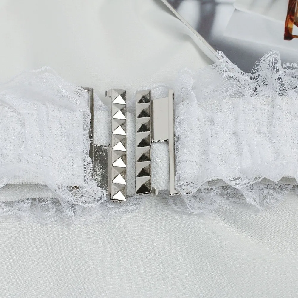 حزام خصر دانتيل أنيق متعدد الاستخدامات بعرض 6 سم بلون سادة مشد للخصر وشاح مرن للنساء #5