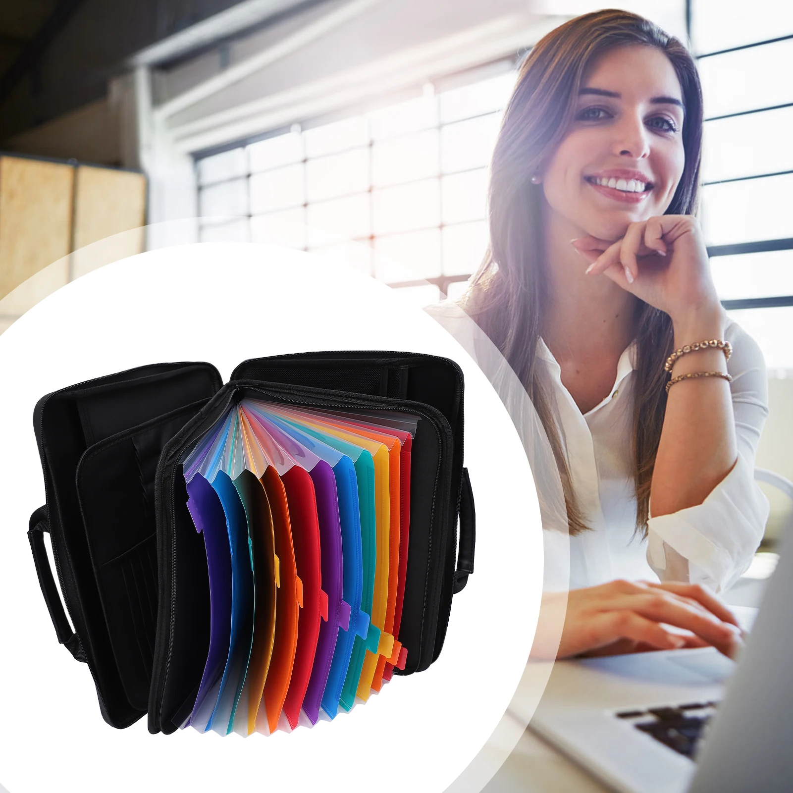 Fireproof Document Box with 3-Digit Lock Zipper File Organizer Waterproof File Storage Case with 13 Accordion Pockets for Money