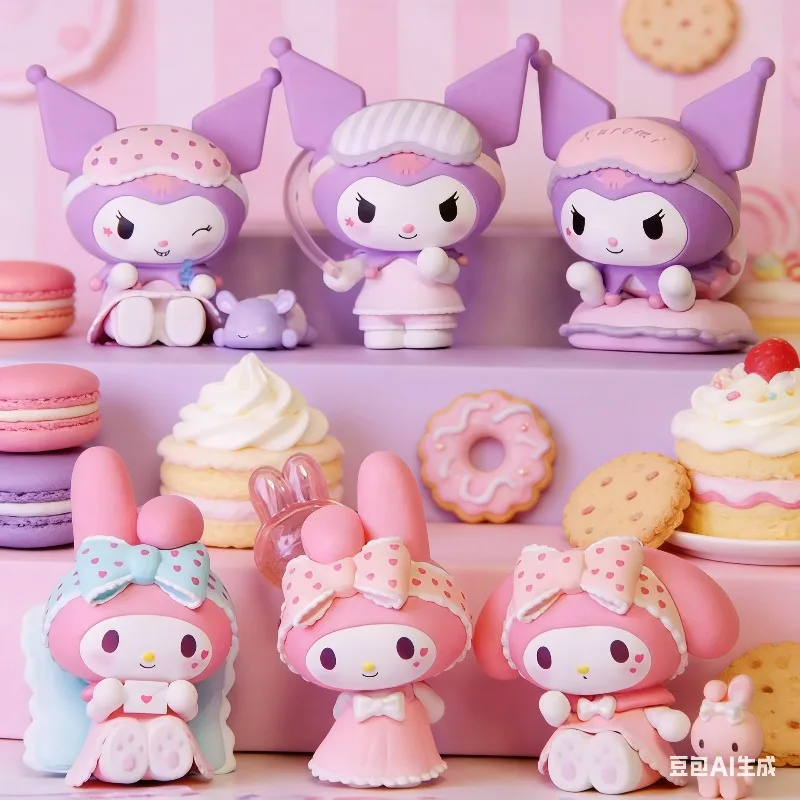 

Sanrio Figure Blind Box Cute Kuromi My Melody Figures Toy Pajamas Series Collection Home Decorate For Children Christmas Gift