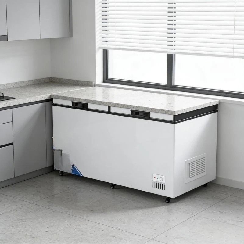 Customized stainless steel two-door freezer deep double temperature commercial horizontal refrigerator household