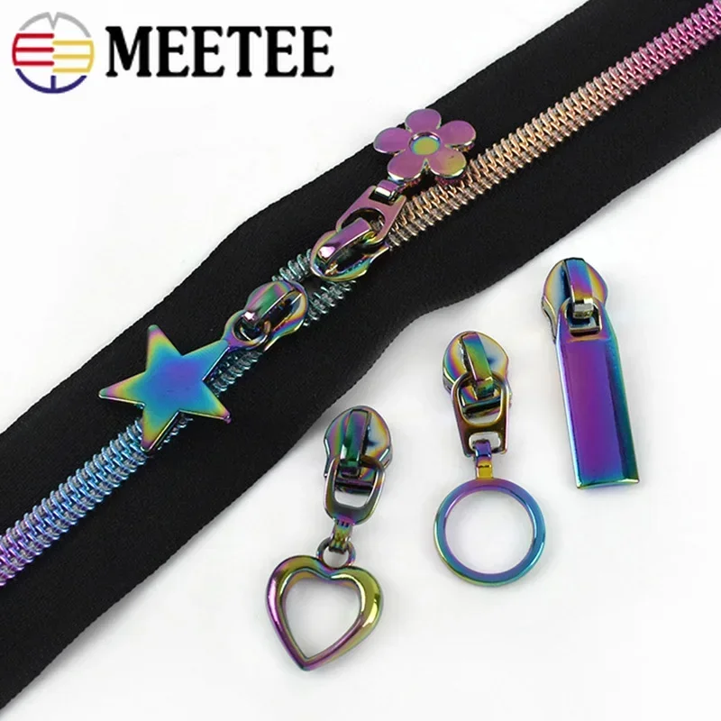 

2/4M 5# Nylon Zipper Tape Black Rainbow Coil Zip with Zippers Sliders Puller Clothes Sewing Accessories Bag Decorstion Zips Pull