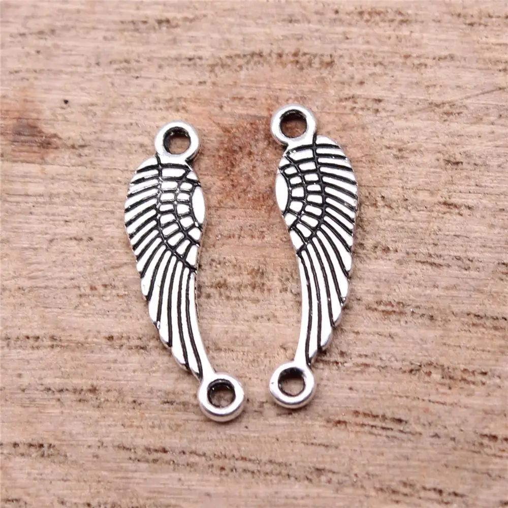 WYSIWYG 40 sztuk Charms 19x5mm skrzydło złącze Charms do tworzenia biżuterii DIY komponenty do biżuterii antyczne srebro kolor stop Charms — zdjęcie 3