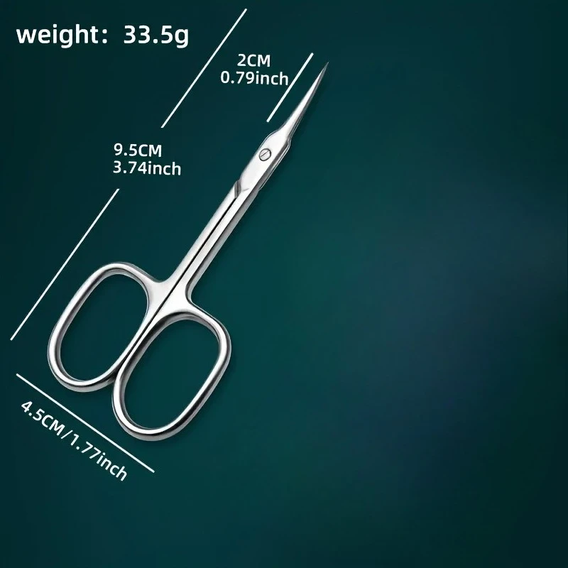 Design ergonômico para remoção e cuidados com as unhas bege claro morto, tesoura curvada, micro tesoura de ponta redonda, tesoura de cabelo de sobrancelha