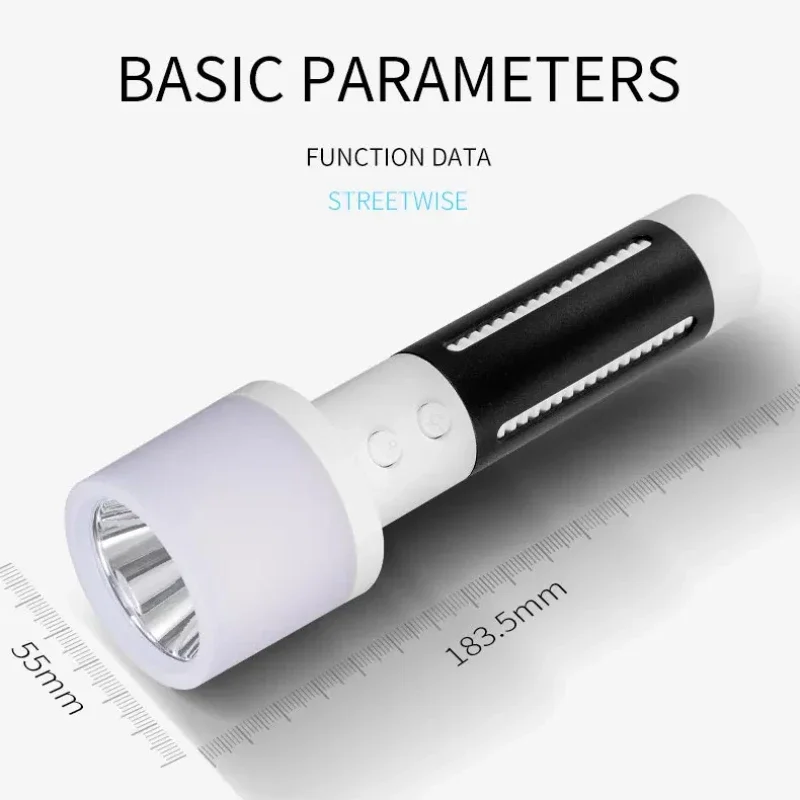 โคมไฟคู่ไฟฉาย LED USB ชาร์จไฟฉายความสว่างสูงกันน้ําตกปลาเดินป่าตั้งแคมป์โคมไฟ Long Shot Hand Light