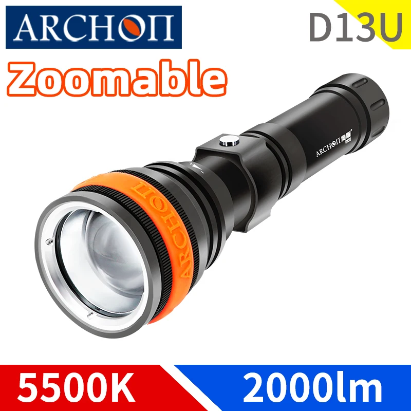 ARCHON zoomable diving flashlight submersible spotlight Underwater 100m Cave exploration diving torch Fishing and hunting lights