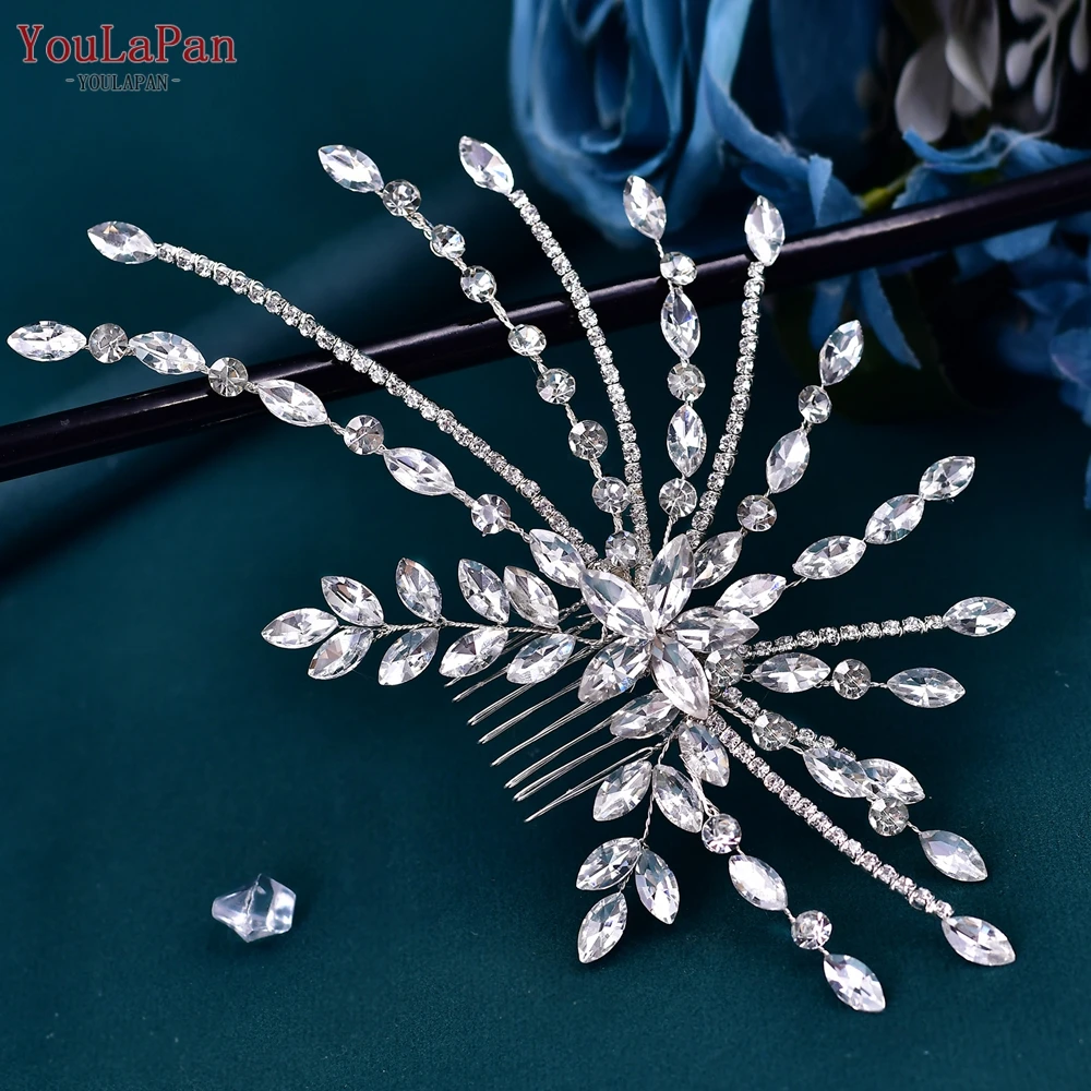 TOPQUEEN Bridal Hair Comb Wedding Headpiece Bride Headwear Bridesmaid Hair Accessories Women Handmade Rhinestone Jewelry HP557