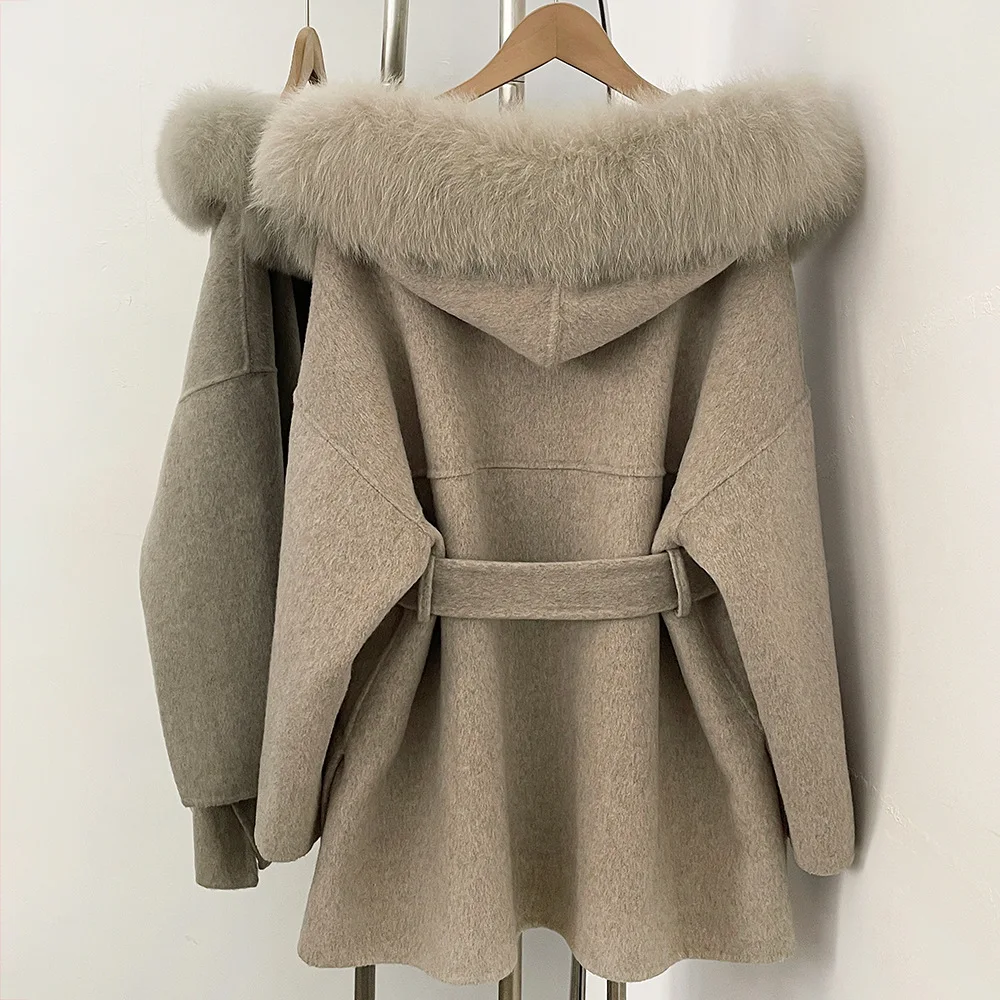 Women's 2025 Autumn and Winter New Light Luxury Lace-up Woolen Coat
