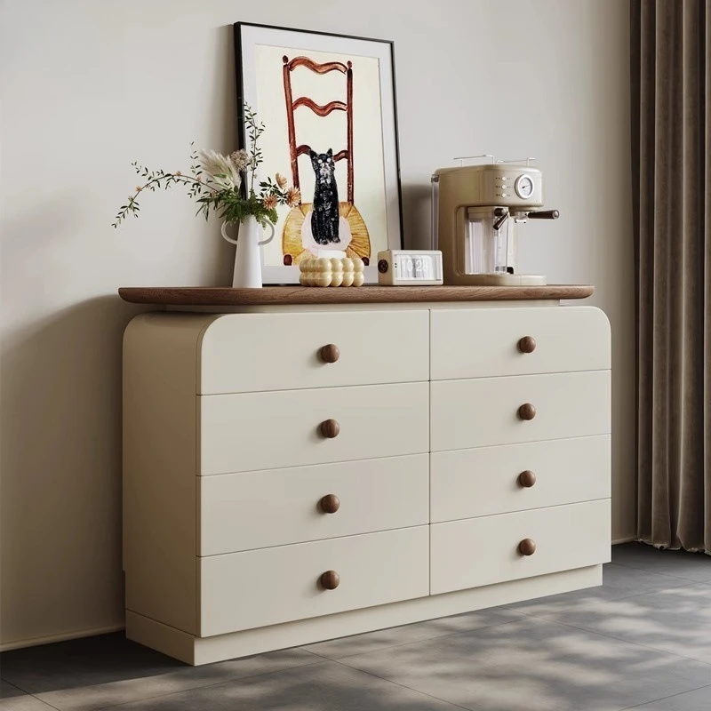 

Solid wood multi-layer storage cabinet, eight-bucket cabinet, living room against the wall, French retro side cabinet, high-end