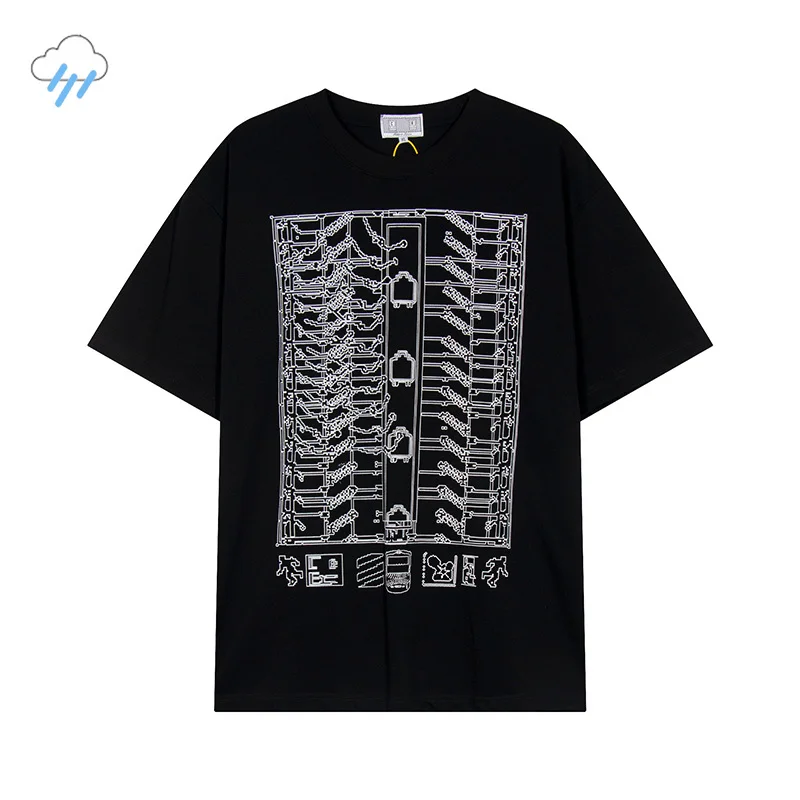 

Heavy Fabric 100% Cotton Abstract Graphics Print CAV EMPT C.E T-Shirt Men Women Loose Black Tee Tops CAVEMPT T Shirt Inside Tag