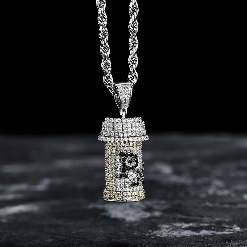 

Hip Hop Detachable Medicine Bottle Pendant Necklace Men's Jewelry Gold Silver Color Cubic Zircon Necklaces Gifts