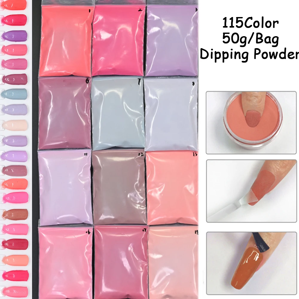 Pó de imersão para unhas, 115 cores, 10g/jar, longa duração, pó de imersão sem odor, sem necessidade de lâmpada uv, esmalte líquido, poeira de manicure * FD2-1