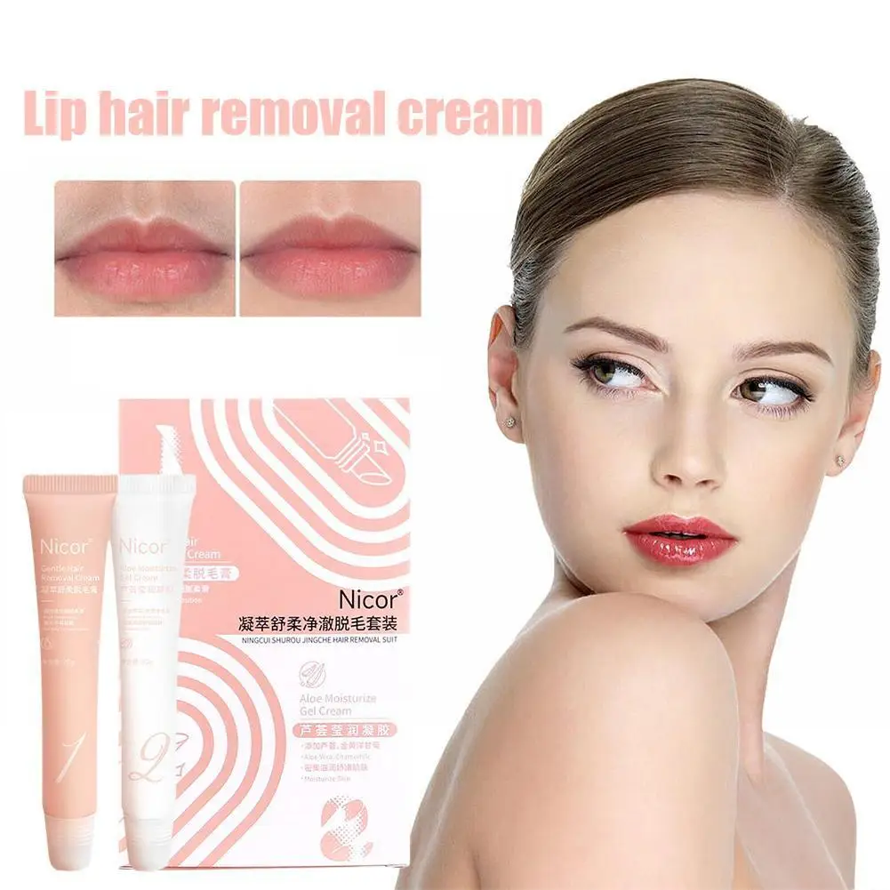 

Effective Lip Hair Remover Men Women Painless Gentle Kit Aloe Facial Removal Lip Care Cream Epilation Skin Moisturizing Gel P3R7