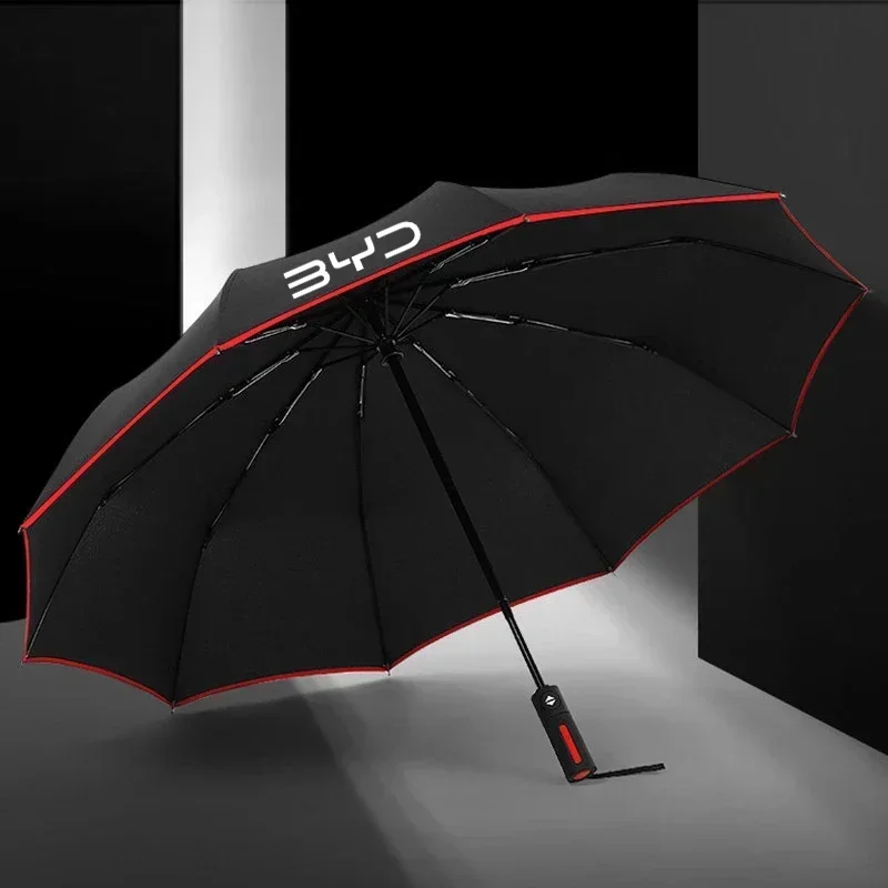 Car Logo Automatic Folding Windproof Sunshade Umbrella For BYD ATTO 3 Yuan Qin Plusdmi Han EV Dolphin Song Plus Tang Accessories