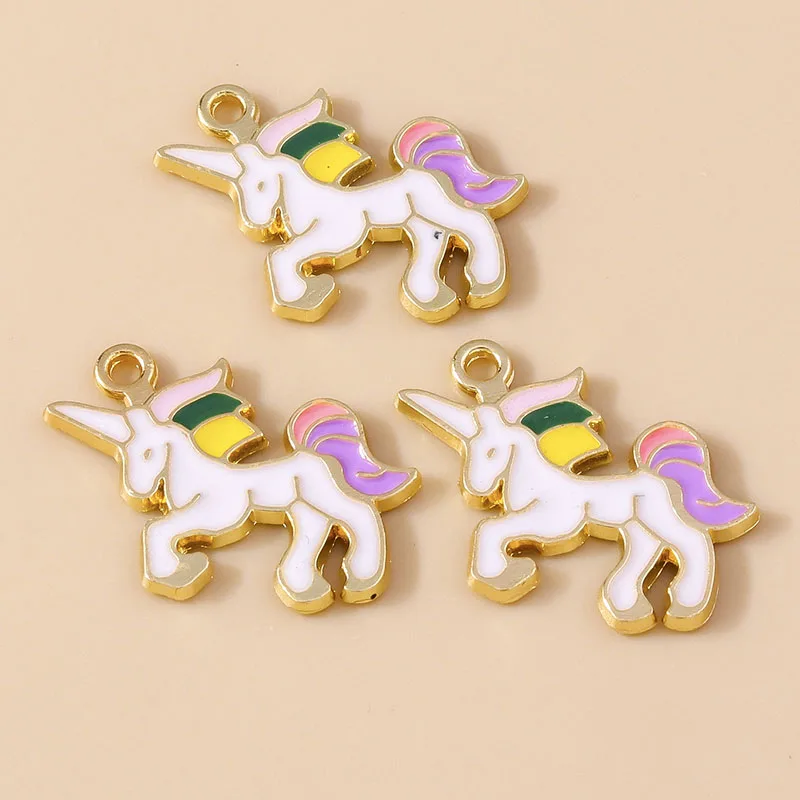 Leslie 10 Stück Emaille Pferd Regenbogen Einhorn Charms Anhänger für DIY handgemachte Ohrringe Armbänder Halsketten Schmuckherstellung Handwerk – Detail 5