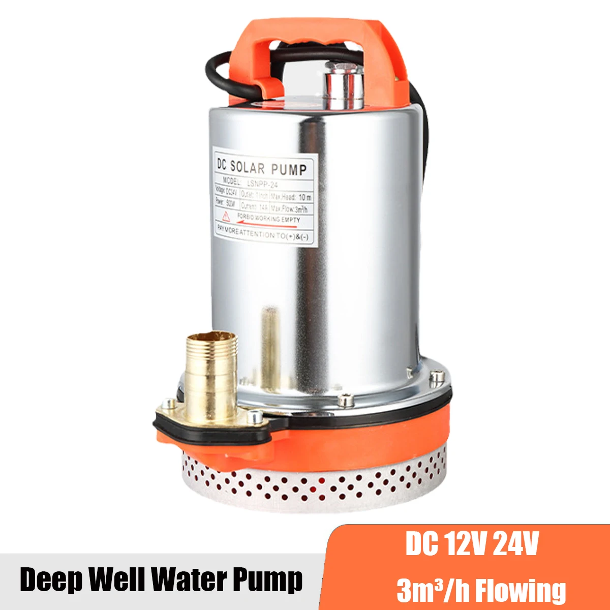 12V Lift 8m DC Water Pump Submersible Electric Pump Stainless Steel 180W Pump for Well Water Intake