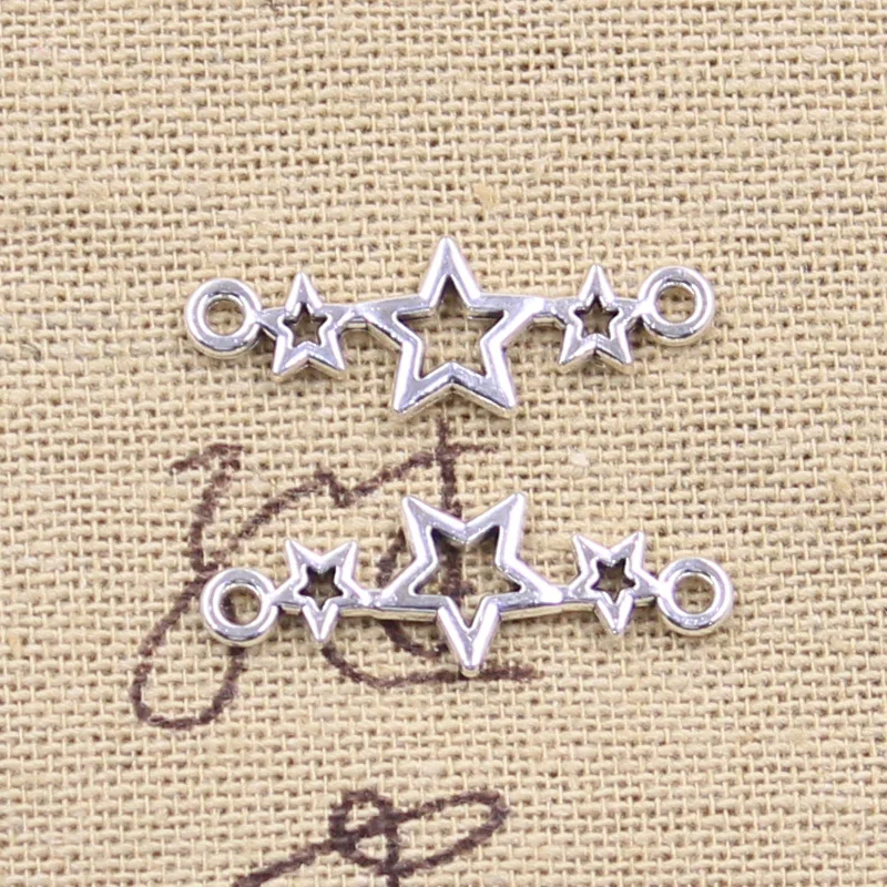 30pcs Charms Star Link Connector 9x25mm Antique Silver Color Pendants Making DIY Handmade Tibetan Finding Jewelry