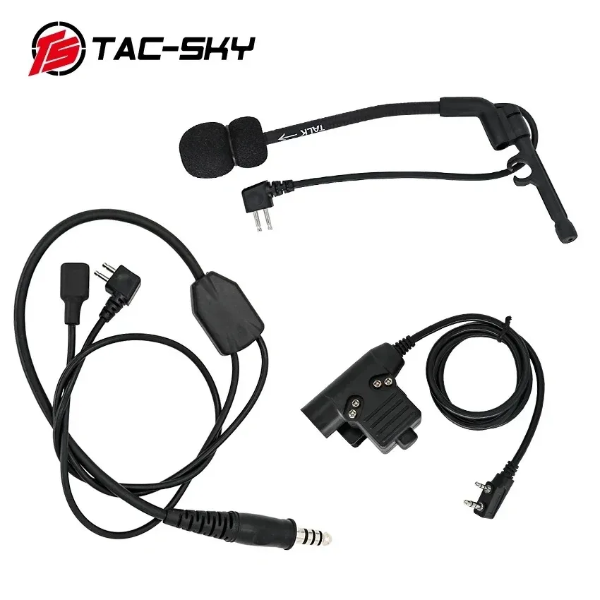 TAC-SKY Y-line kit, compatibel met U94 PTT of PELTO PTT en Comta headsetmicrofoons voor COMTA outdoor jachtheadsets