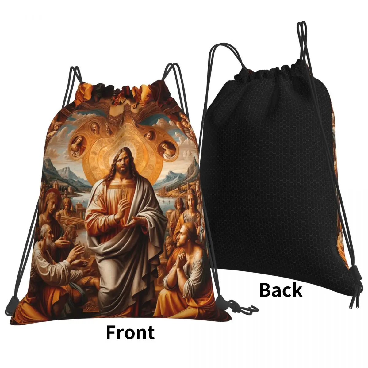 WORSHIPING JESUS Backpacks Fashion Drawstring Bundle Pocket Sports Bag Book Bags for Man Woman School