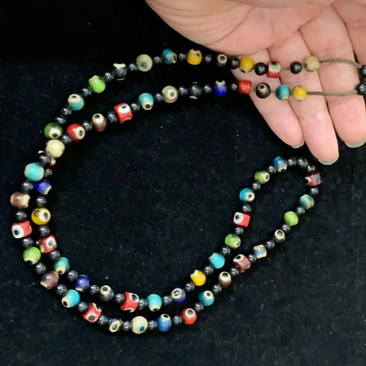 1pcs/lot Natural Selected Old Glazed Necklace Elegant and Dignified Colorful Aristocratic Female Buddhist Gemstones gem jewelry