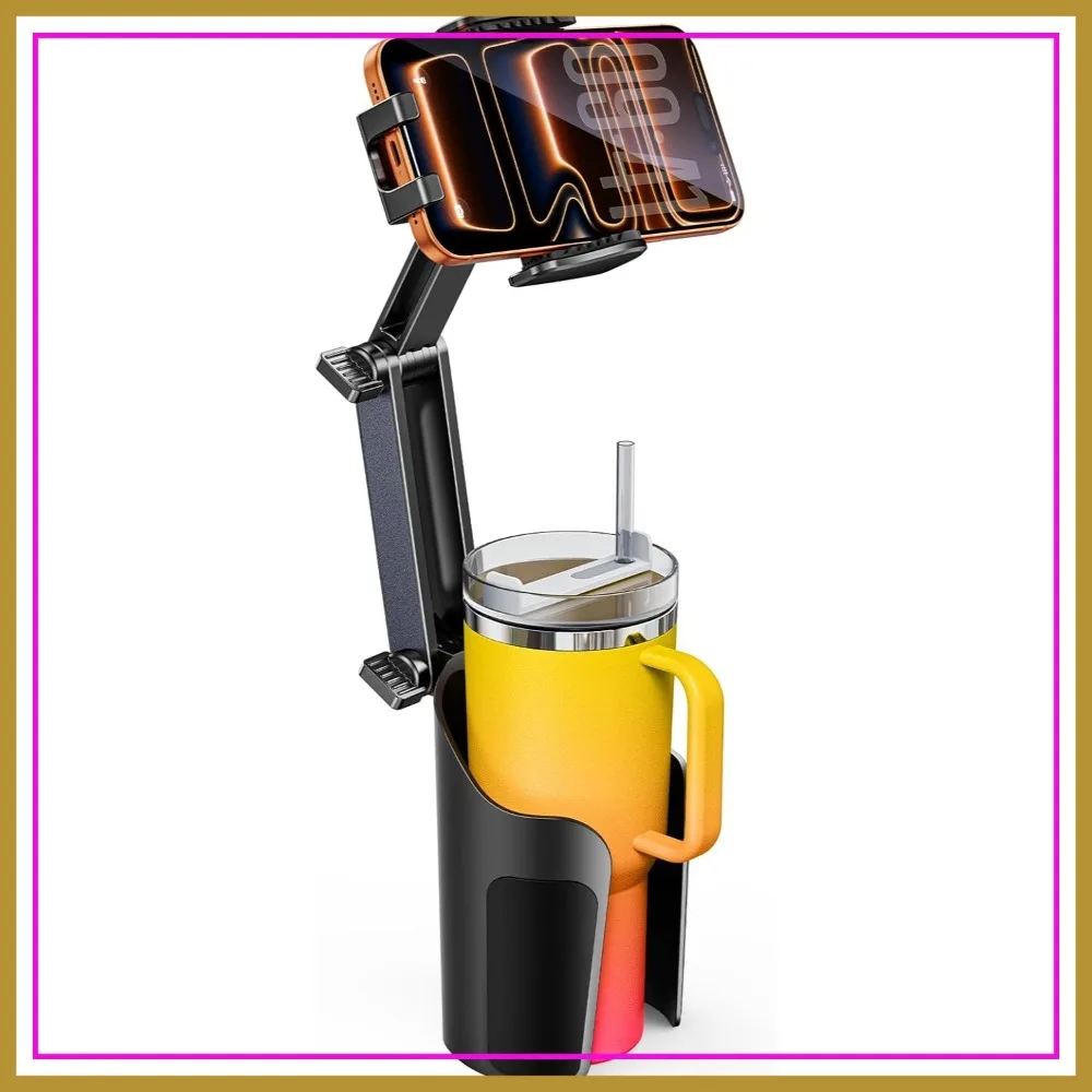 

2-in-1 Cup Holder & Phone Mount for Car, Adjustable Height, Fits 4.7-7 inch Phones