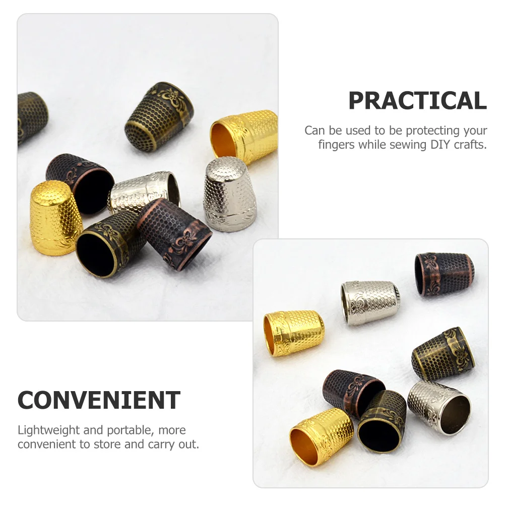 

10Pcs Copper Finger Thimble Sewing Protector for Hand Quilting Embroidery DIY Crafts Portable Professional Use