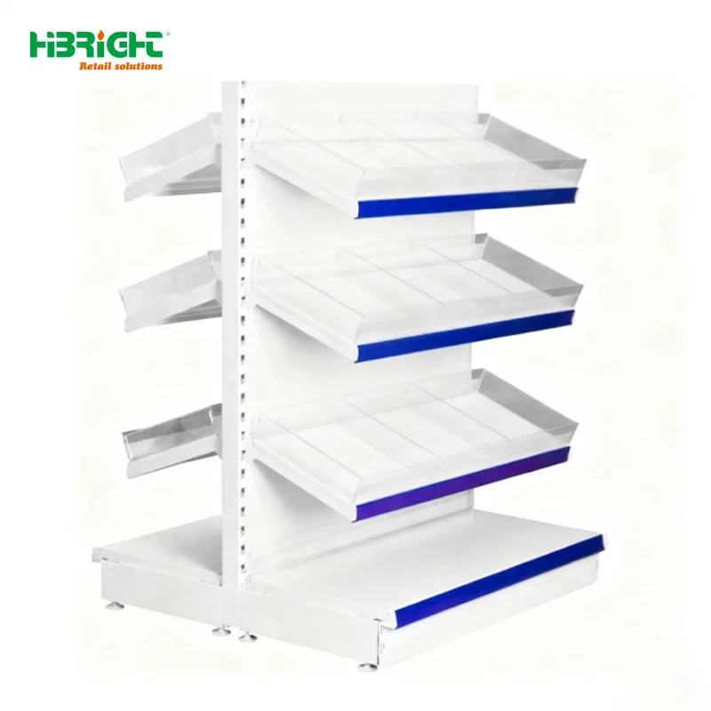 Custom. رف عرض مكون من 5 أرفف على الوجهين لتخزين النبيذ قابل للتخصيص شديد التحمل معدني وخشبي مع غطاء طرفي مزدوج