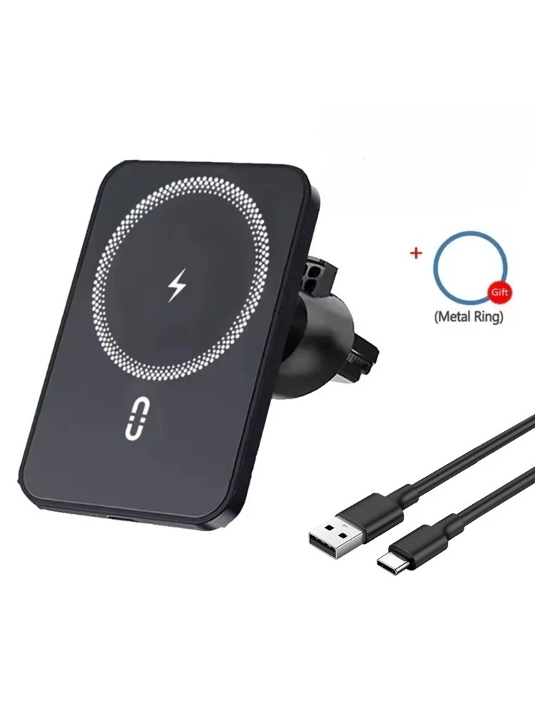 Magnetyczny uchwyt samochodowy do kratki wentylacyjnej z obrotem 360° i bezprzewodową ładowarką do telefonów Magsafe iPhone 17~12 Samsung Xiaomi — 2