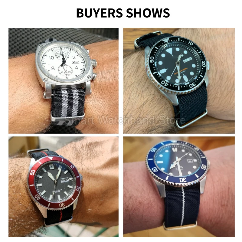 ​ ​ ل رولكس الأسود الغواصة سايكو المواطن ميدو عالية الكثافة النسيج النايلون حزام الساعات مكافحة المليون مربع مشبك أحمر رمادي أزرق ​ ​