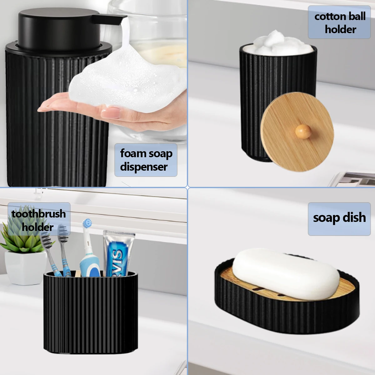 4-Piece Black Bathroom Accessories Set 5