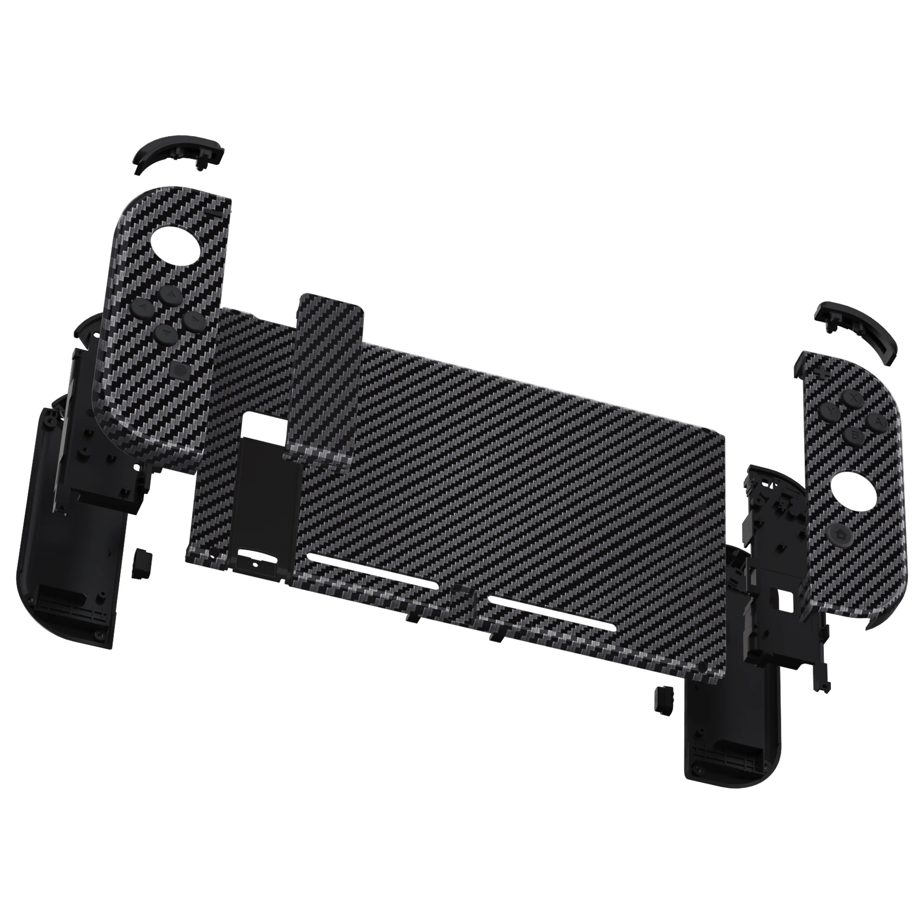 EXtremeRate-Coque de boîtier de contrôleur pour Nintendo Switch, plaque arrière de console personnalisée avec boutons complets, fibre de carbone 2,4