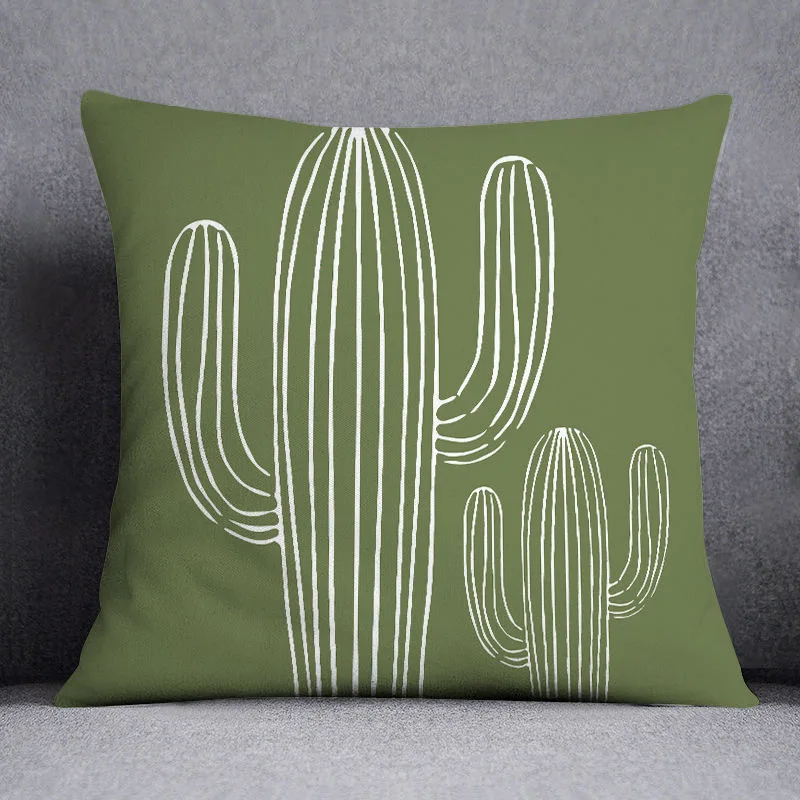 Green plants geometric pattern pillowcase sofa cushion living room bedroom pillow cover home fabric decoration