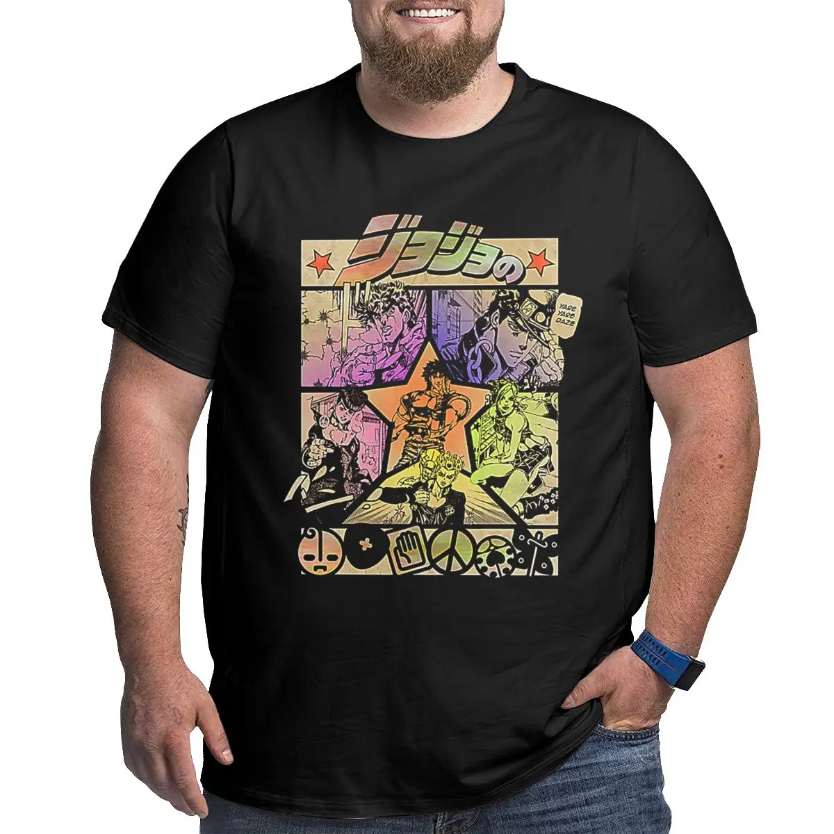 Jojo's Page JoJo's Bizarre Adventure Anime T Shirts 100% Cotton printed t-shirt Big Tall Tees Plus Size 4XL 5XL 6XL T-Shirt