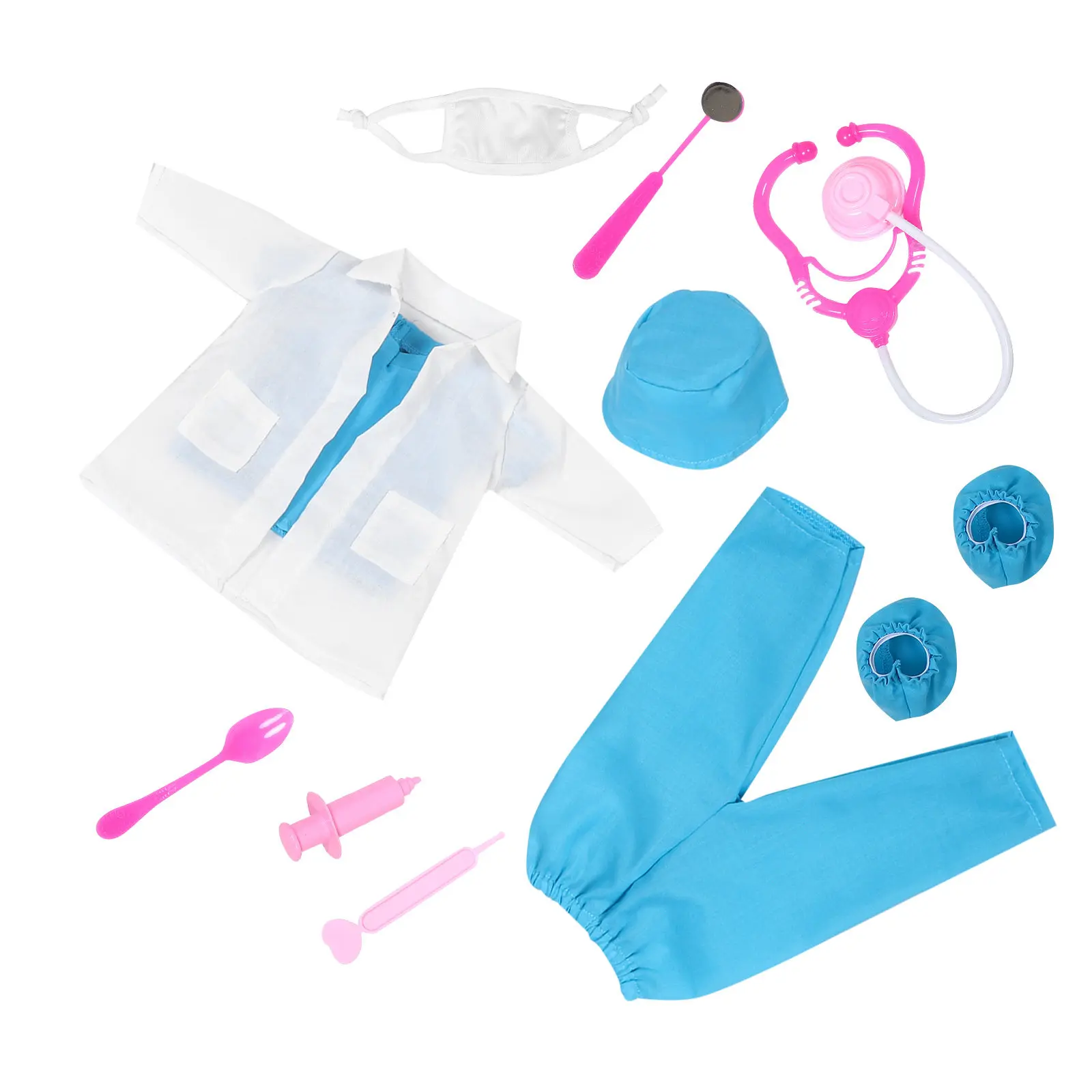 

Комплект из 18-дюймового костюма медсестры/врача для ролевых игр, набор для переодевания в медицинскую форму с аксессуарами (стетоскоп)