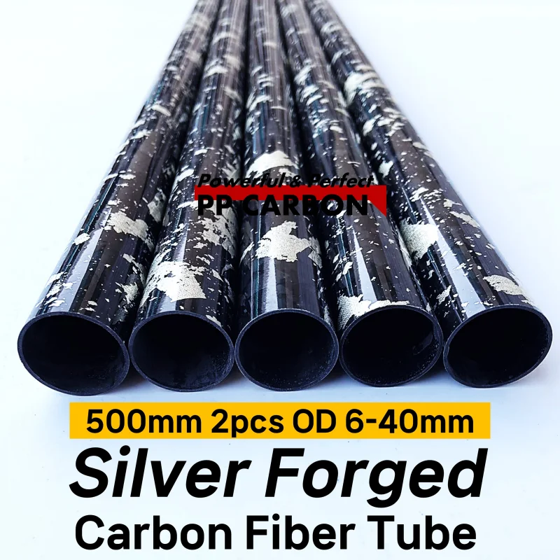 lot/2pcs 500mm Forged Carbon Fiber Tube 8mm 10mm 20mm 22mm 25mm 28mm 30mm Forged Silver 3K High Composite Hardness Material