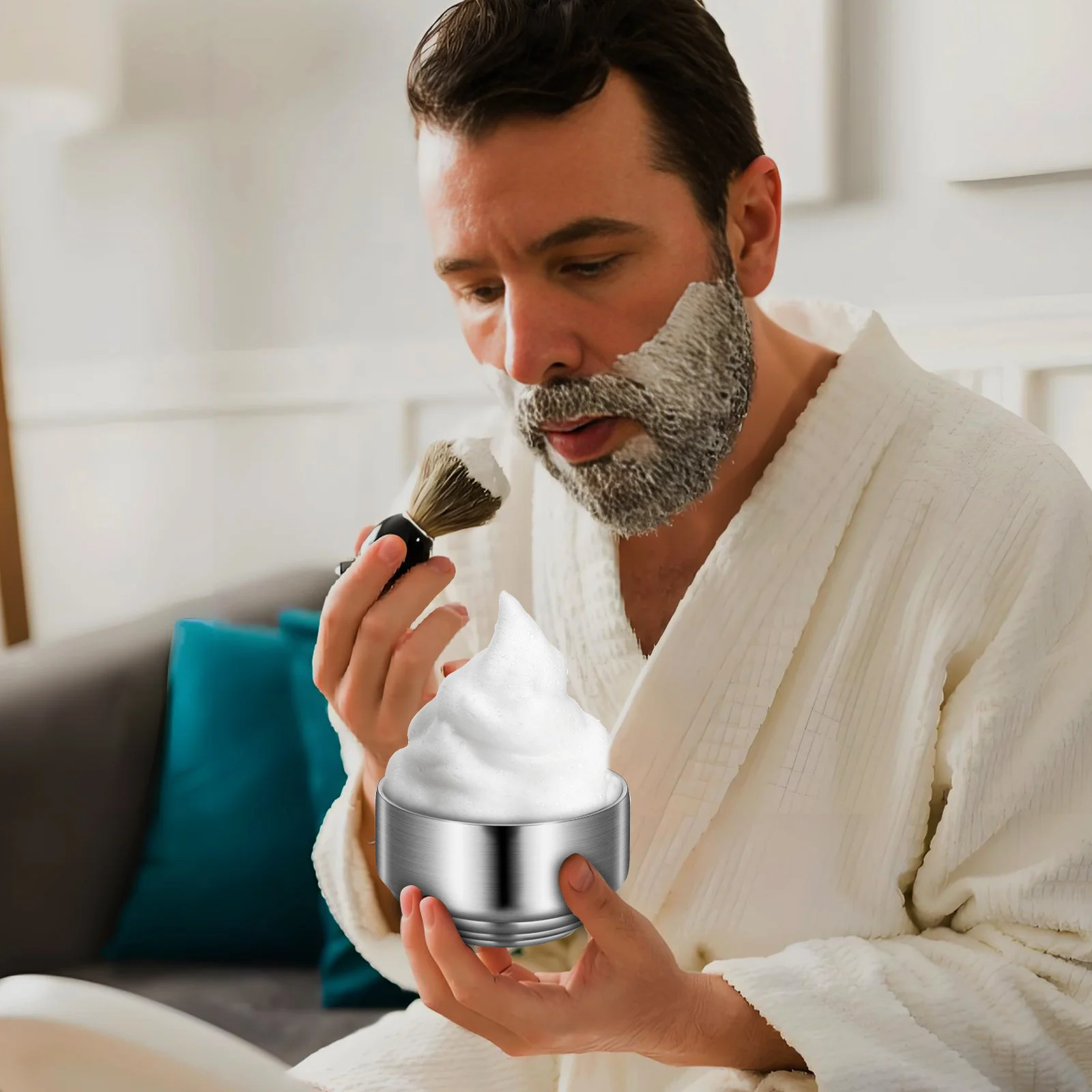 Stainless Steel Soap With Lid Reusable Shave Bowl For Men Cream Mixing Metal Mug Household Shaving Tool Shaving Bowl For