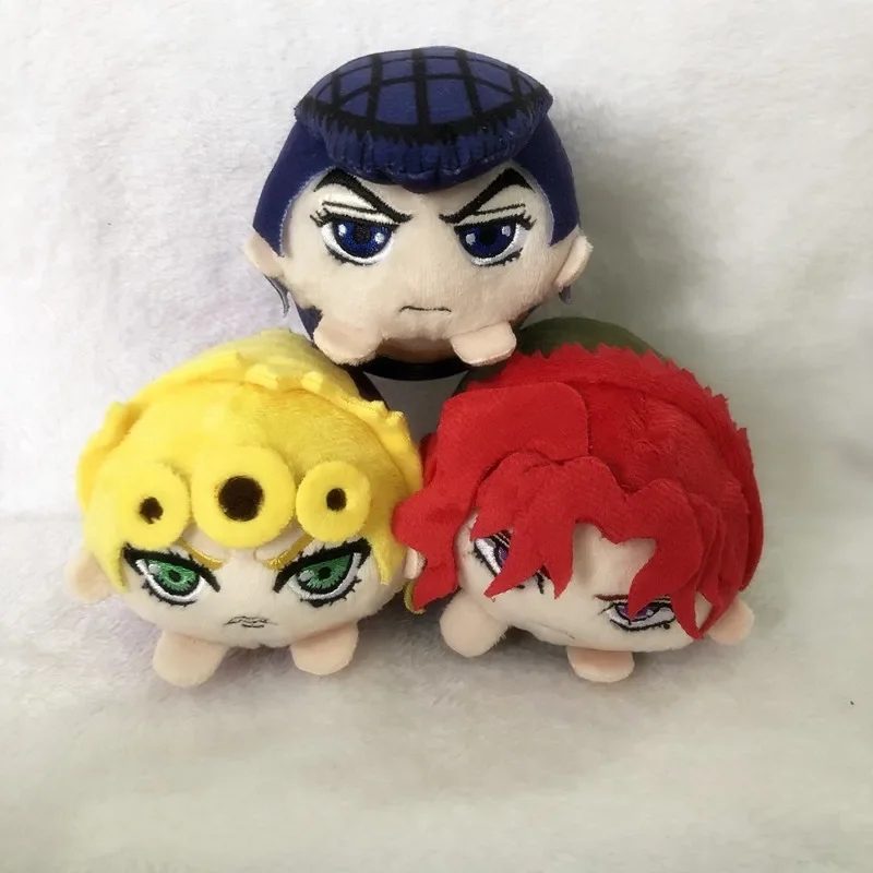 Cute 10cm Cartoon Kawaii Anime Small Plushies Toy Kujo Jotaro Higashikata Josuke Prone Pose Soft Stuffed Plush Doll Toys Gifts