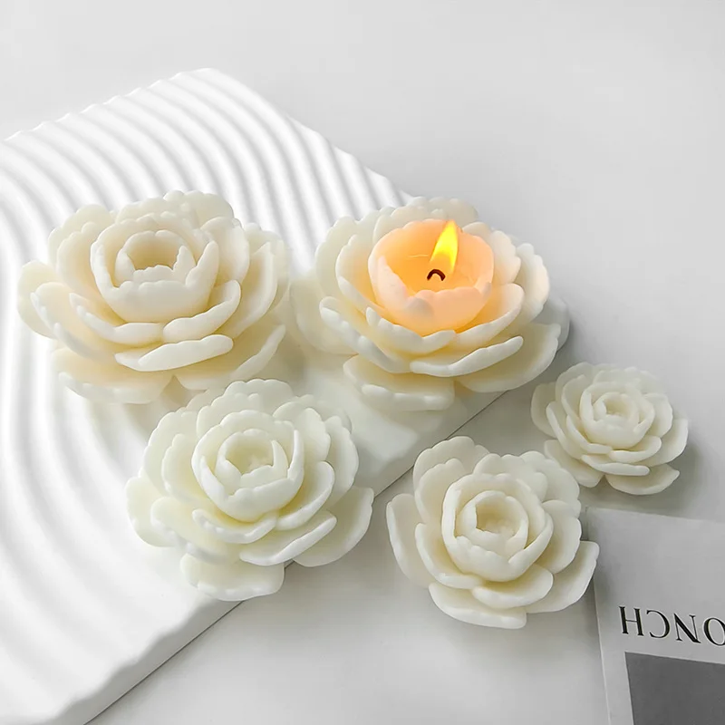 Camellia Fragrance Scented Candle Silicone Mold Flower Gypsum Ornament Epoxy Resin Mould DIY Candle Making Supplies Home Decor