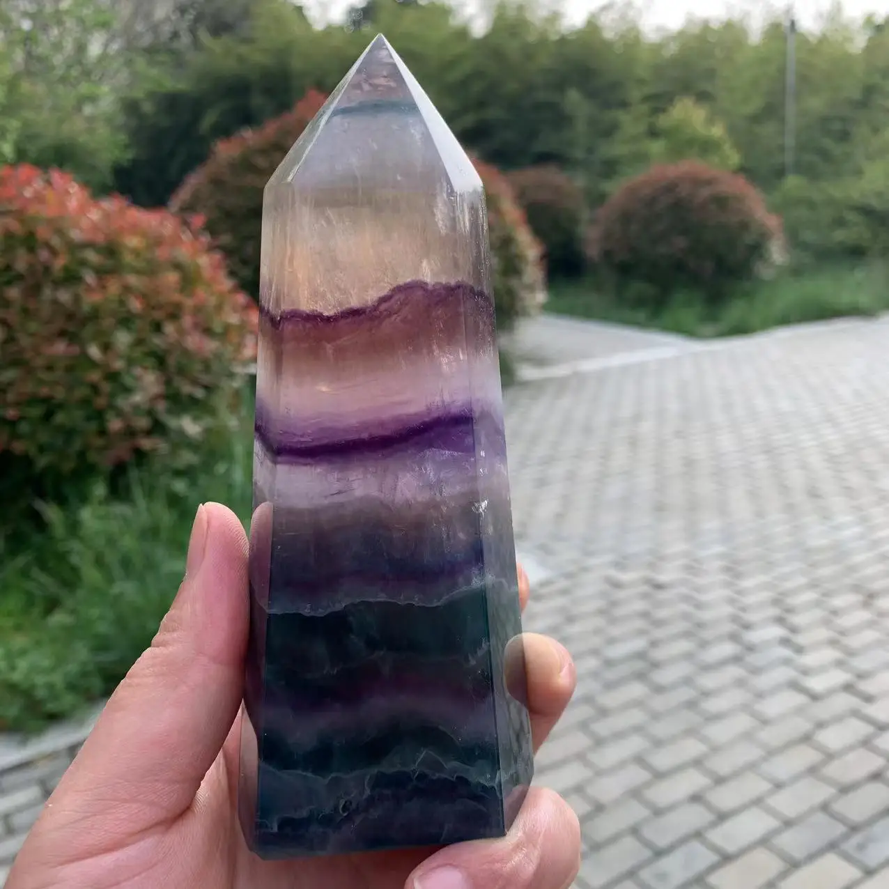 

Beautiful natural color fluorite crystal tower Natural fluorite stick Natural crystal Reiki healing tower