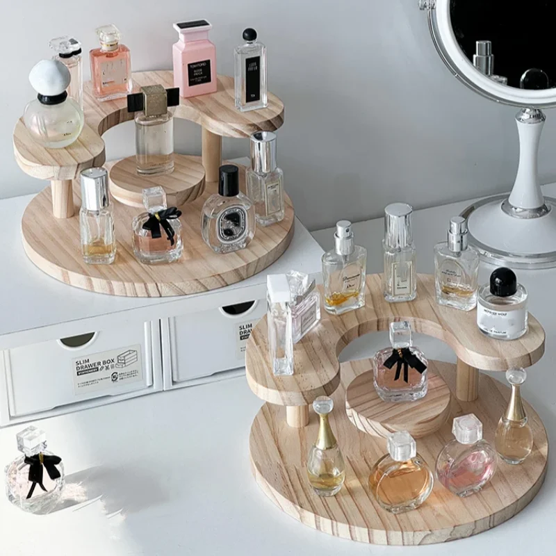 3-stufiger Display-Riser-Ständer, Holzregal für Parfüm-Organizer, Parfüm-Display-Regal, Figuren-Vitrine, Puppen-Aufbewahrungsregal