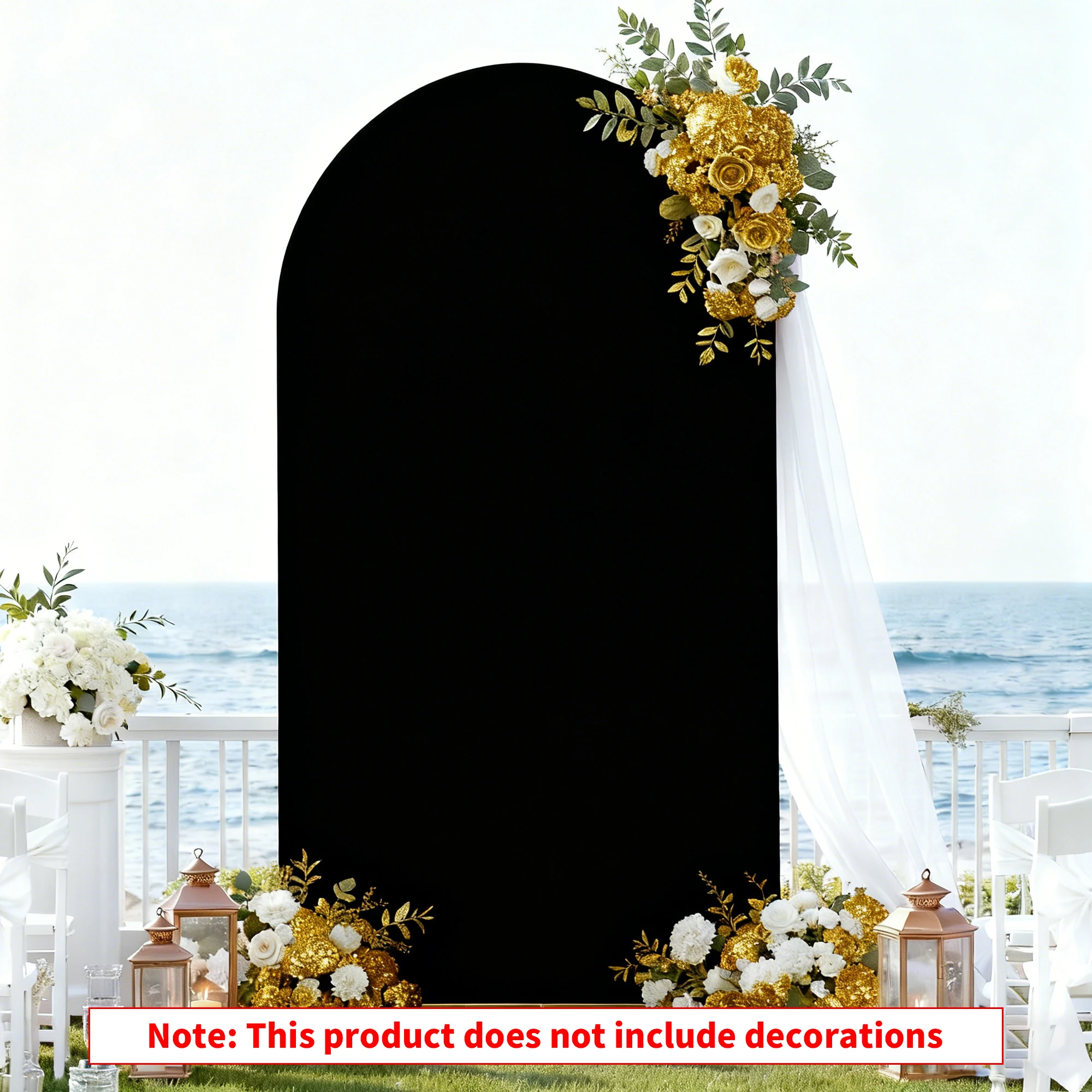 Schwarze, elastische Stoffabdeckung für Bogen, geeignet für Hochzeiten, Brautpartys, Geburtstagsfeiern, zur Dekoration von Wohnräumen, 4/5/6/6,6/7,2 Fuß (Bogenständer nicht enthalten). – Detail 1