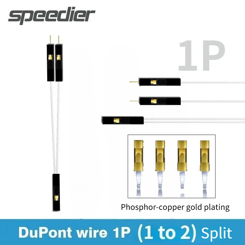 Silver-Plated 2.54 Wire 2.54mm DuPont Line 1P 1 /3 Female to 2 Male 1Pin Split Line Dupont 22AWG Cable Jumper Cable Wire For PCB