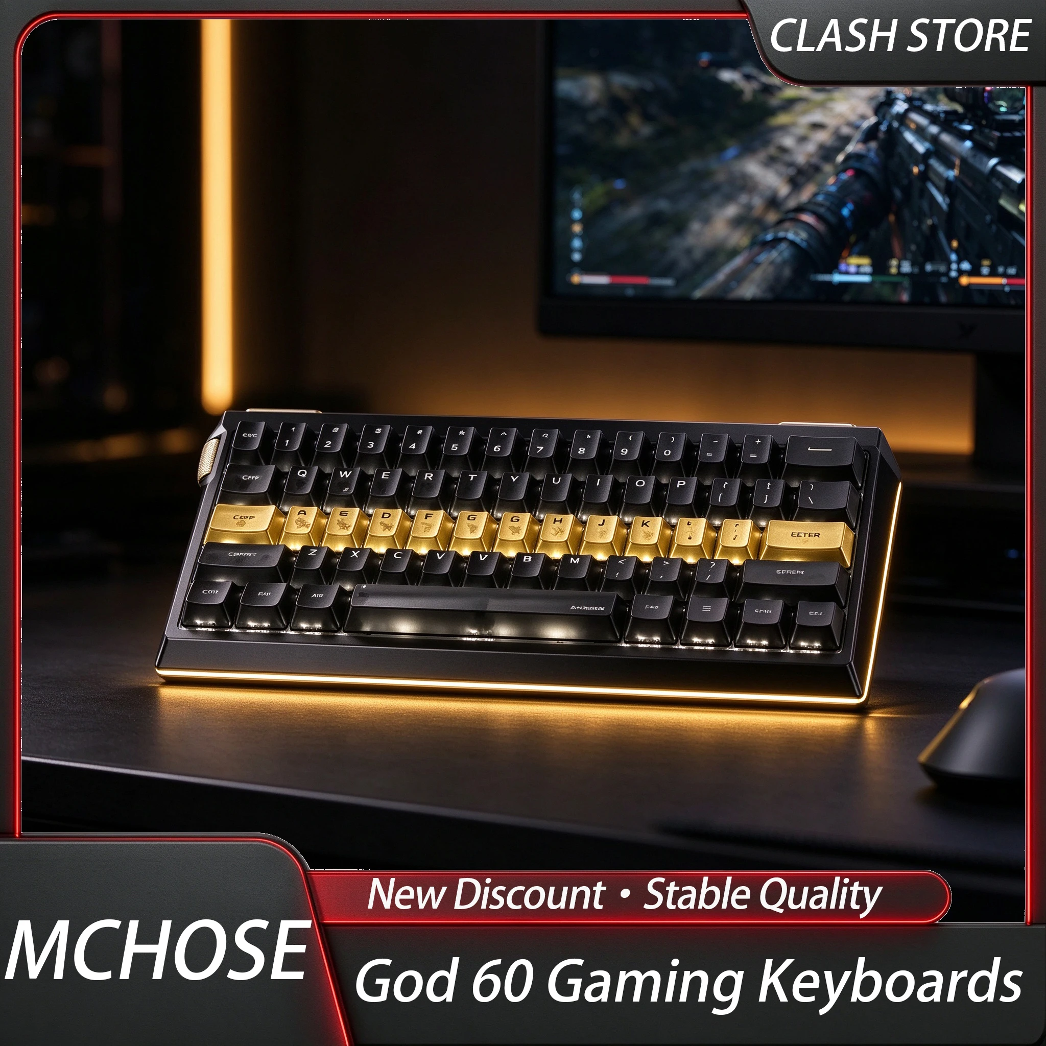 Teclados para jogos MCHOSE God 60 RT, interruptor Hall Effect 0,001MM, taxa de polling de 16K, latência ultrabaixa de 0,06ms, botão, RGB para jogos de