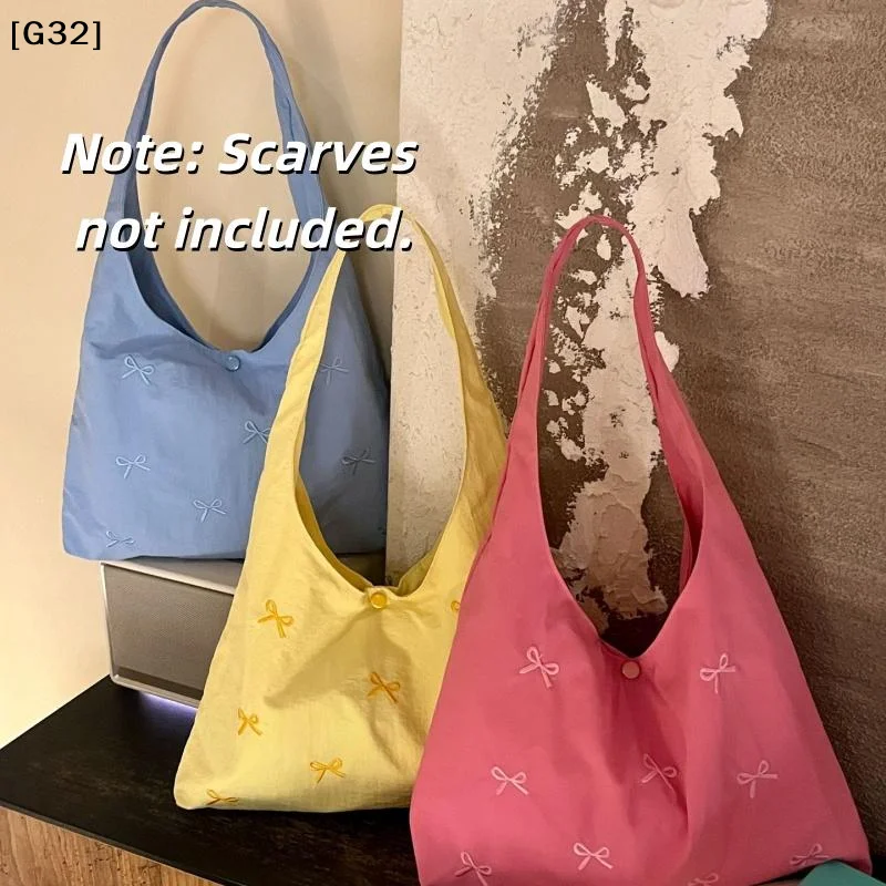 Fresh Color  Embroidered Vest Bag Large Capacity With Lace Ribbon Vacation Tote Bag Solid Color Korean Style Shoulder Bag[G32]