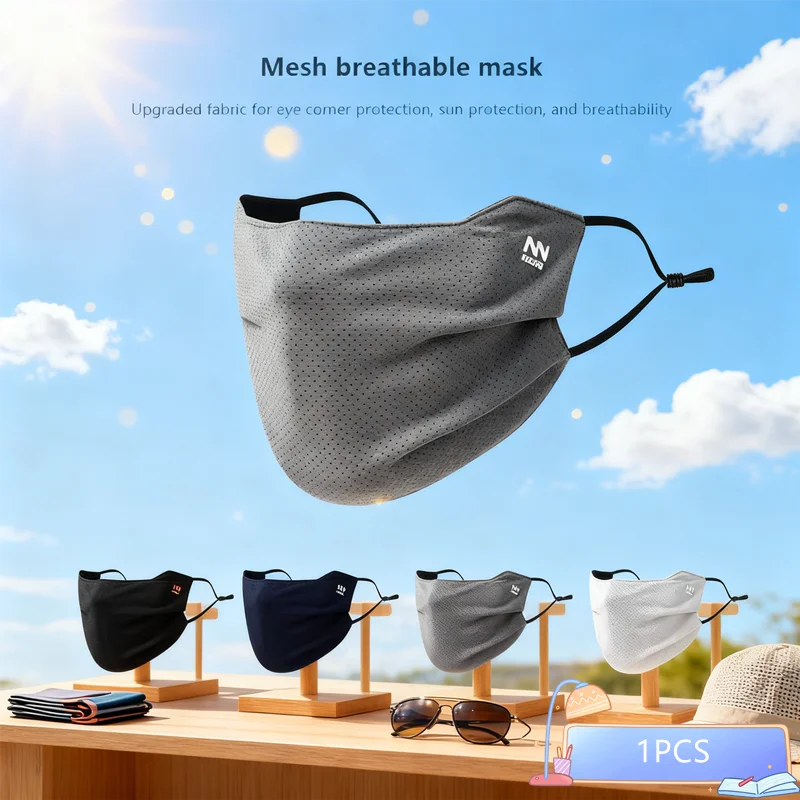 

HUAHUAReusable Sun Protection Face Cover For Men UV Shield Breathable Washable Solid Color; Summer Cycling MaskHUAHUA