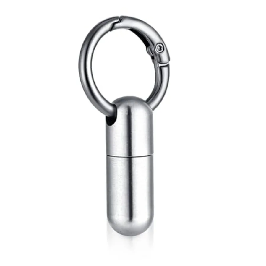 

Ptwola Small Pill Case Keychain Tiny Portable Carabiner Clip Pill Holder Bottle Micro Waterproof Metal Pill Container Mini Emer